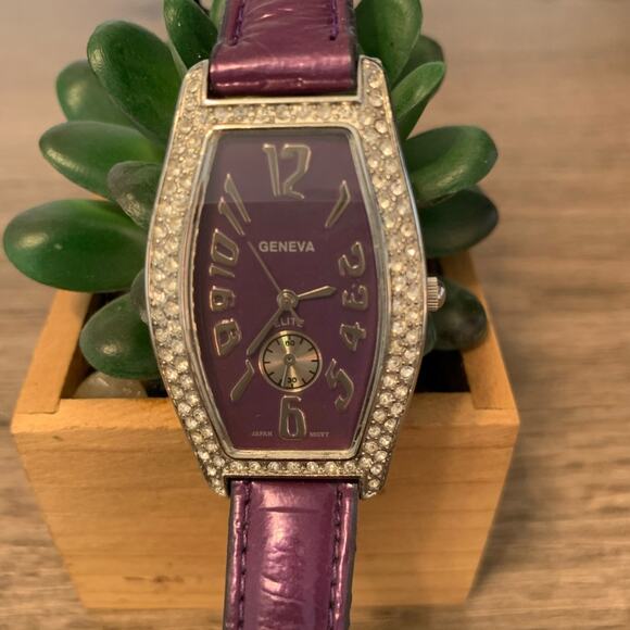 Geneva Elite Rhinestone Purple Watch - Picture 2 of 6